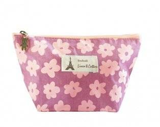 Make-up Bag with Flowers - Pink