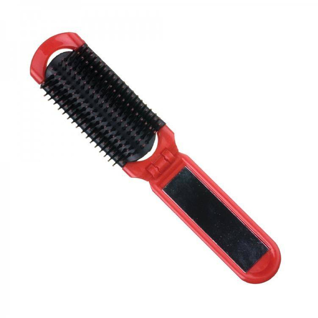 Folding hairbrush with mirror