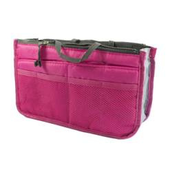 Pink Makeup Bag Organizer with 13 Pockets
