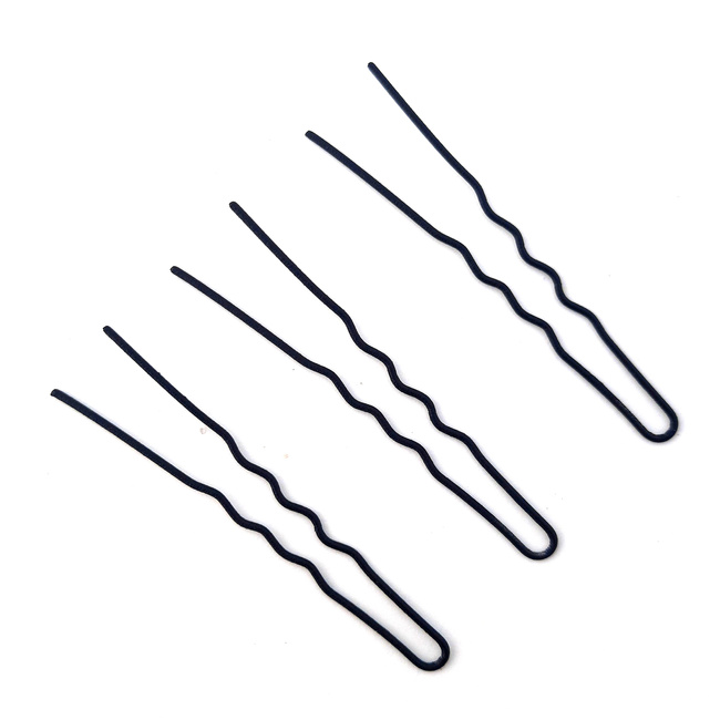 La Rosa matte black crimped hair bow 6.5 cm