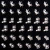 Silver nail stickers in flowers with zircons