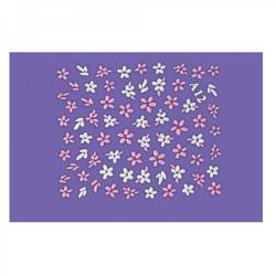 Adhesive Nail Art Decals - Pink & White Flowers with Leafs