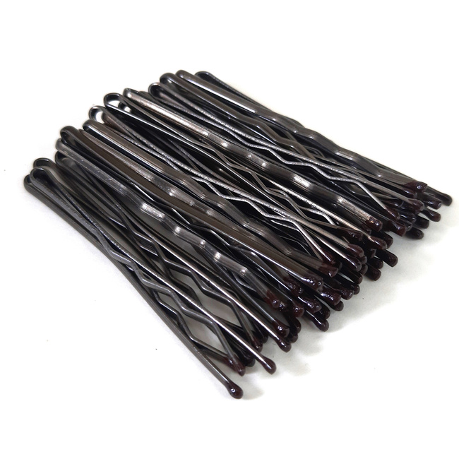 Waved hair grip ball pointed La Rosa 6 cm - Brown