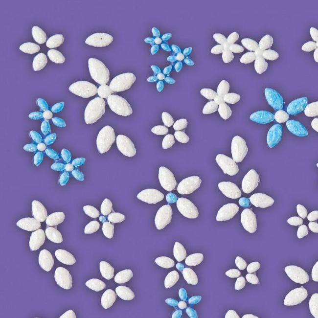 Nail stickers small blue and white flowers