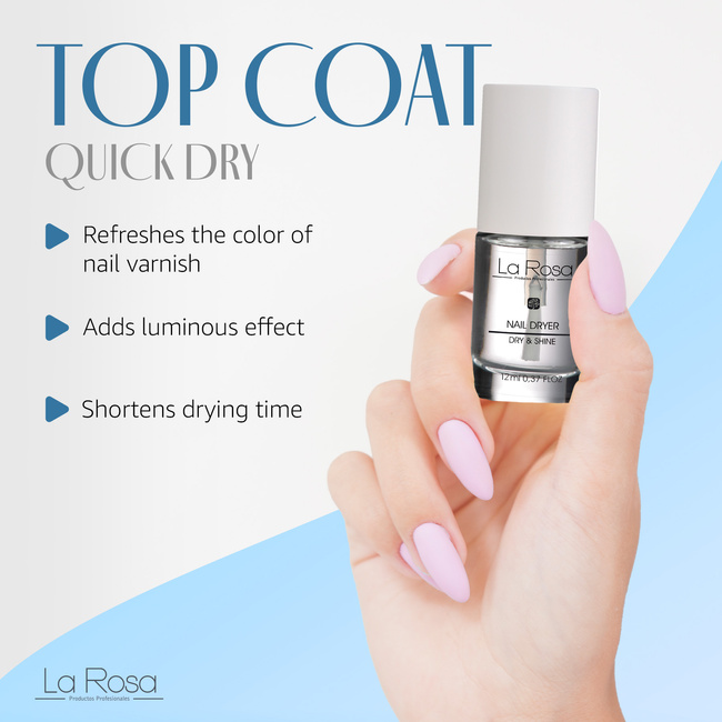 La Rosa Quick Drying TOP COAT, 10 ml