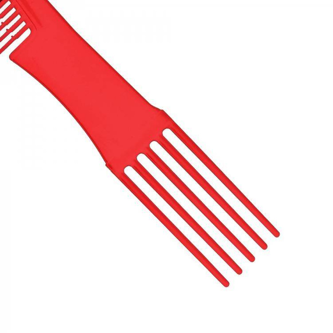 Hair comb with plastic fork - red