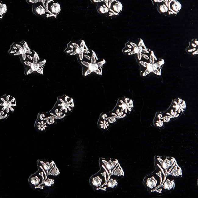 Nail stickers silver flowers