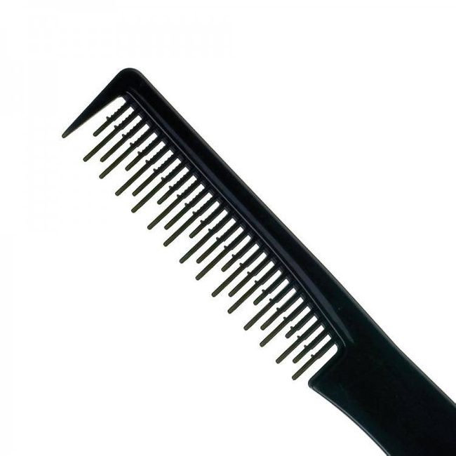 Hair comb with plastic fork - black