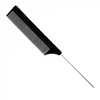 Hair comb with metal spike - black