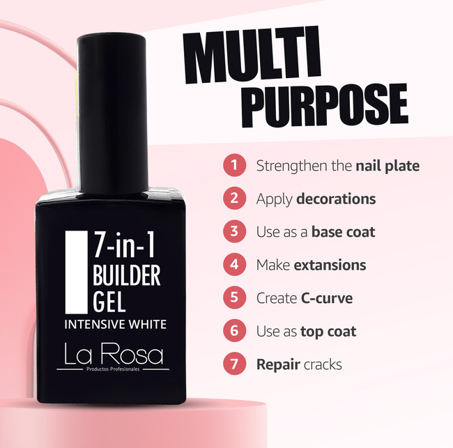 LaRosa 7-in-1 BUILDER GEL in a Bottle - INTENSIVE WHITE