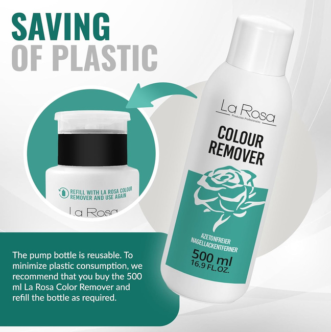 Non-acetone nail polish remover – pump bottle and refill 1190 ml