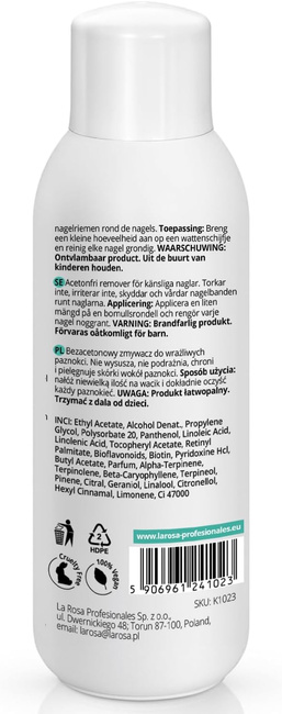 LaRosa Acetone-free Colour Remover - 500 ml