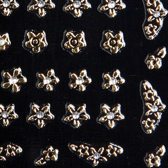 Nail stickers gold flowers with zircons