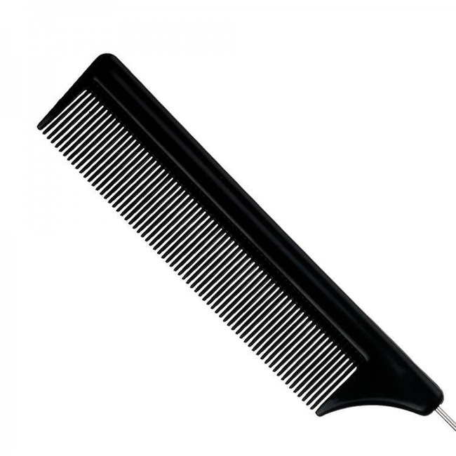 Hair comb with metal spike - black