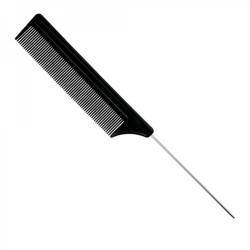 Hair comb with metal spike - black