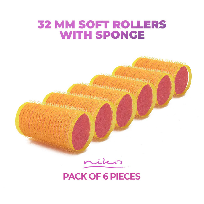 Sleeping hair rollers with Velcro with a sponge - 32 mm
