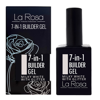 LaRosa 7-in-1 BUILDER GEL in a Bottle - MILKY WHITE WITH GLITTER