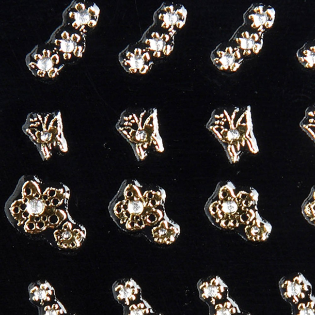 Nail stickers gold flowers with zircons
