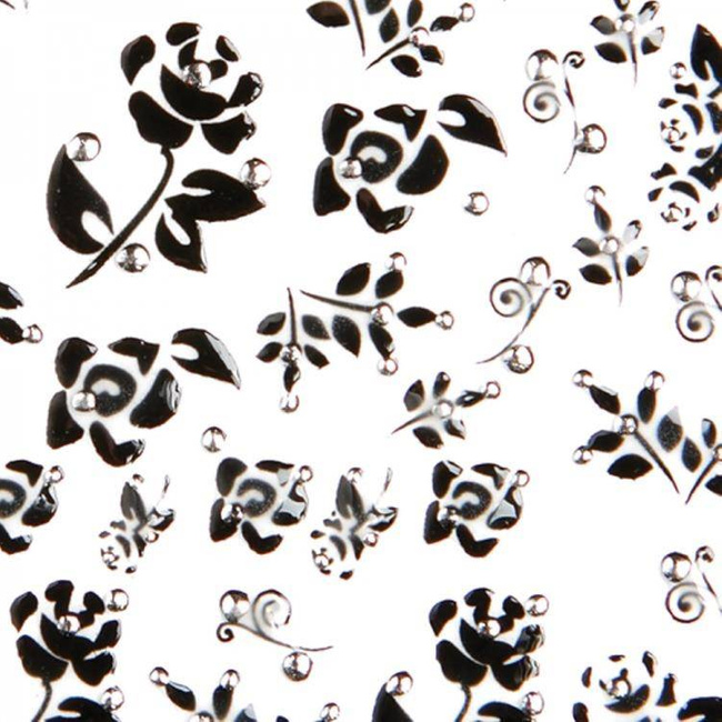 Adhesive Nail Art Decals - Zircon Black Roses
