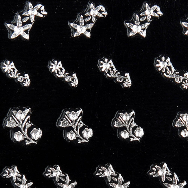 Nail stickers silver flowers