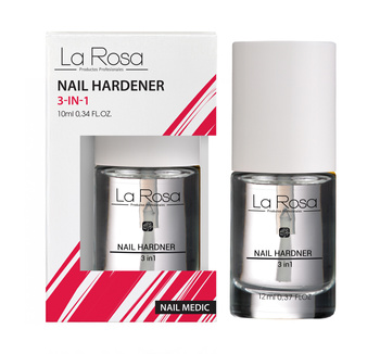 La Rosa Nail HARDENER 3 in 1, (10 ml)