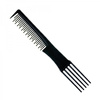 Hair comb with plastic fork - black