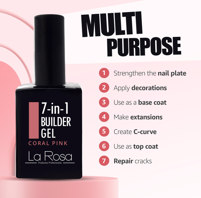 LaRosa 7-in-1 BUILDER GEL in a Bottle - CORAL PINK