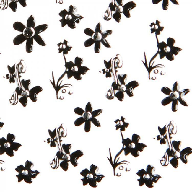Nail stickers silver flowers with zircons