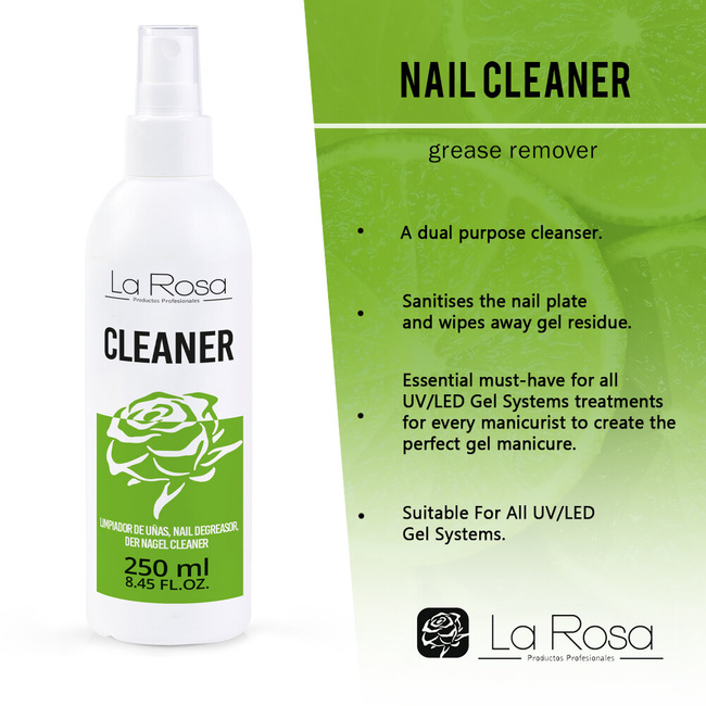 LaRosa CLEANER Nail Cleanser for gel nails 250ml SPRAY, lemon scent