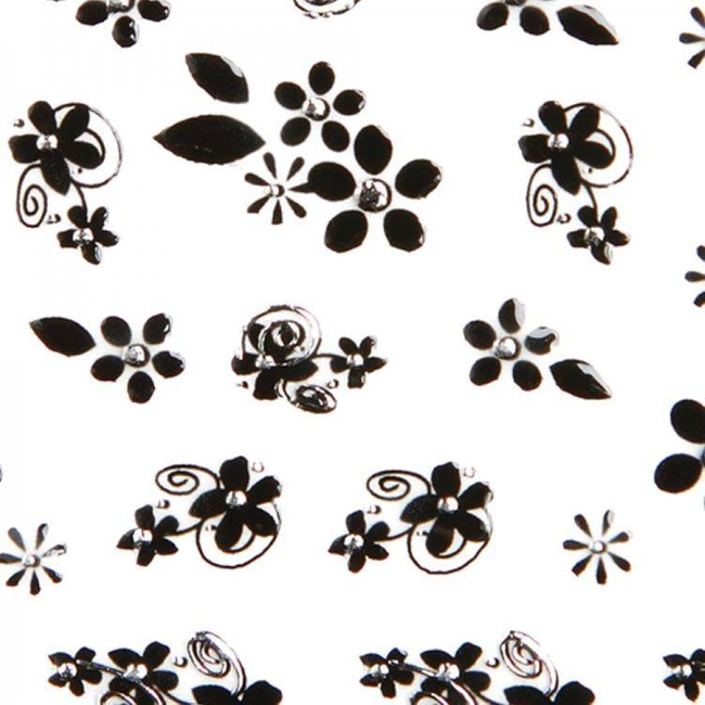 Adhesive Nail Art Decals - Zircon Black Flowers