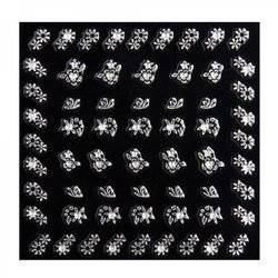 Silver nail stickers with cubic zirconia