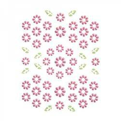 Nail stickers pink flowers leaves
