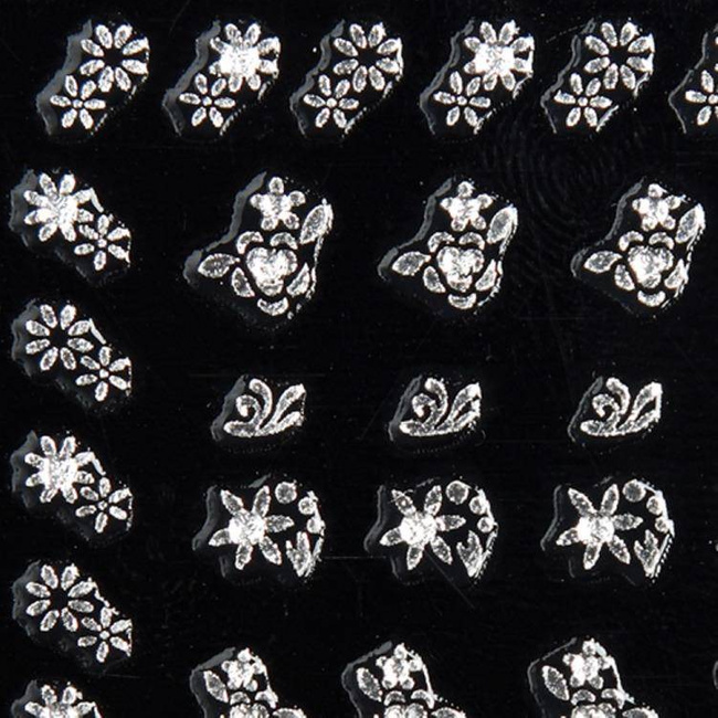 Silver nail stickers with cubic zirconia