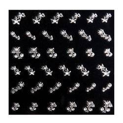 Nail stickers silver flowers