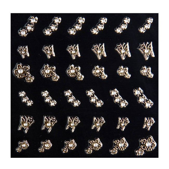 Nail stickers gold flowers with zircons