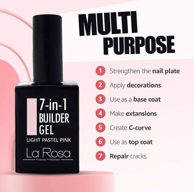 LaRosa 7-in-1 BUILDER GEL in a Bottle - LIGHT PASTEL PINK