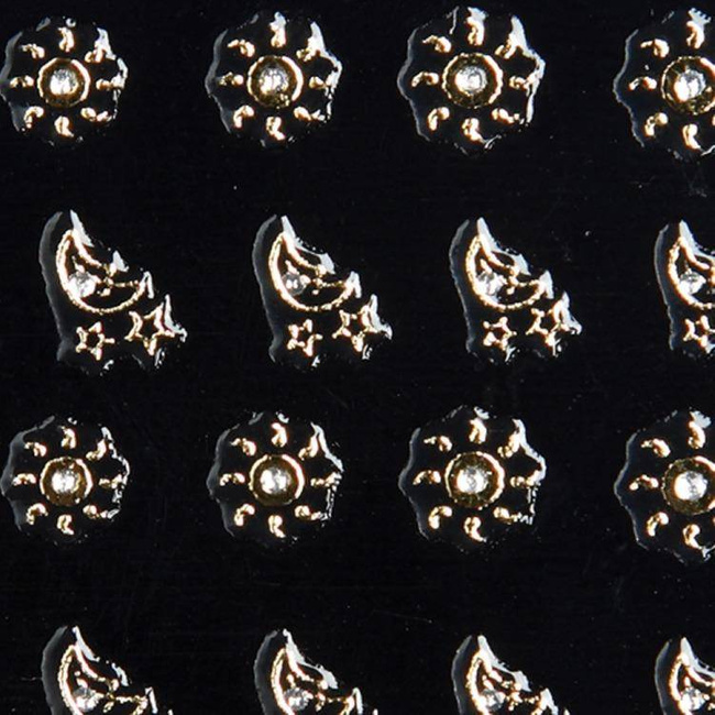 Nail stickers gold sun moon stars with zircons