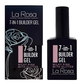 LaRosa 7-in-1 BUILDER GEL in a Bottle - MILKY PINK WITH GLITTER