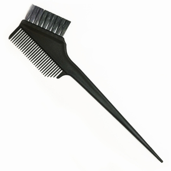 Double-sided brush and comb for applying hair dye with hook