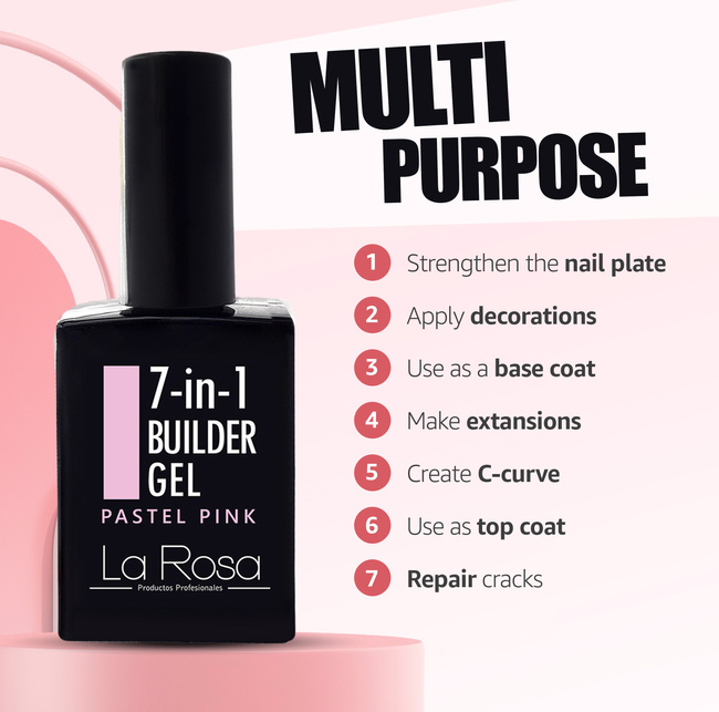 LaRosa 7-in-1 BUILDER GEL in a Bottle - PASTEL PINK