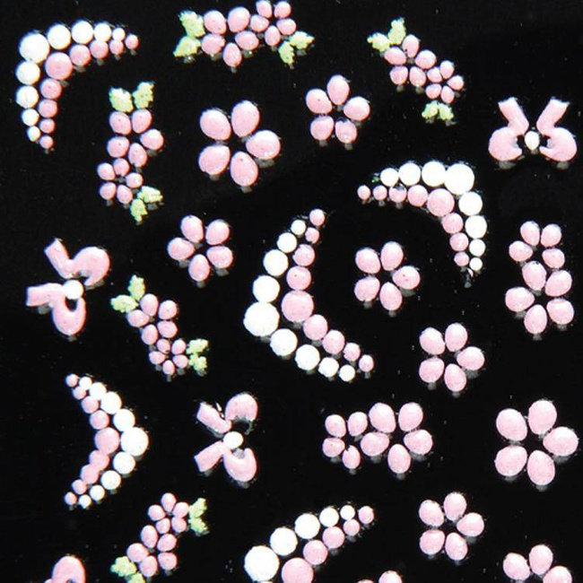Nail stickers pink white patterns