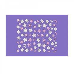 Nail stickers white and pink flowers